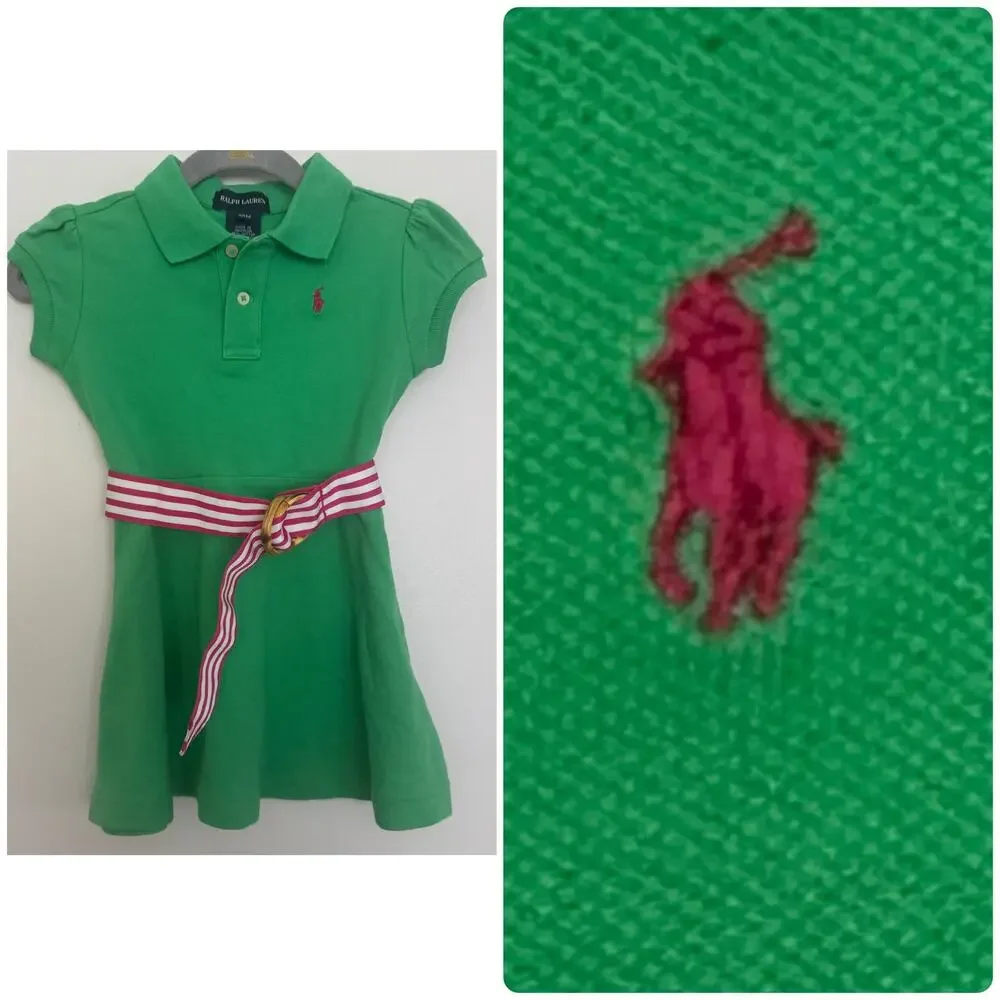 Ralph Lauren Layette Button-Down Dress in Green